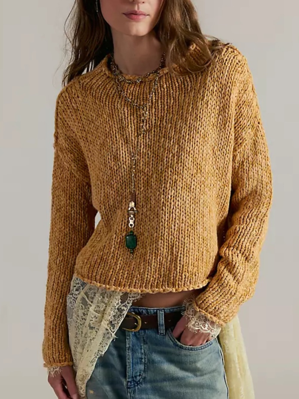 Free People Opal Roll Neck Sweater Sweet Potato Orange Relaxed Boxy NWT-Medium
